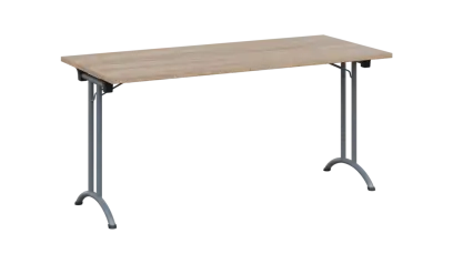 SLA 160 lak skládací jednací stůl 1600x700, deska 25 mm, podnož stříbrný lak, deska dub bardolino